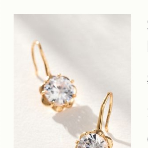 Anthropologie Jewelry - Anthropologie Gold Floral Halo Drop Earrings with Clear Crystal